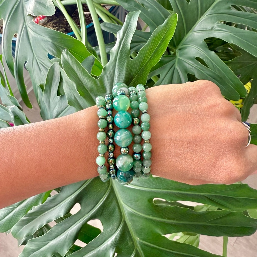 Green Aventurine & Hematite bracelet (one)